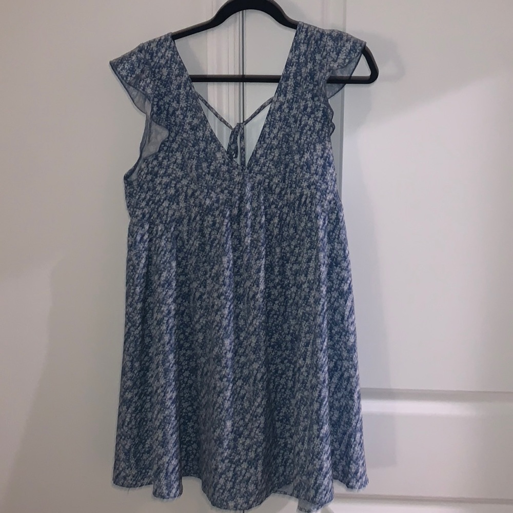 Shein blue flutter sleeve dress